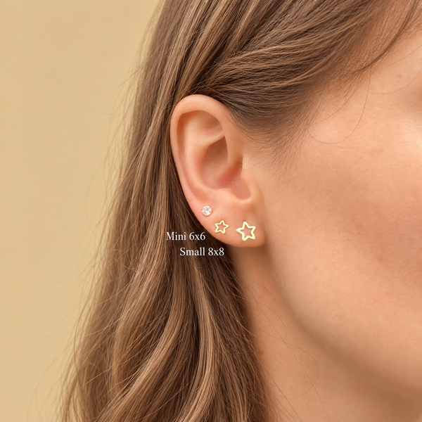 Small Star 8x8 Hollow Stud Gold