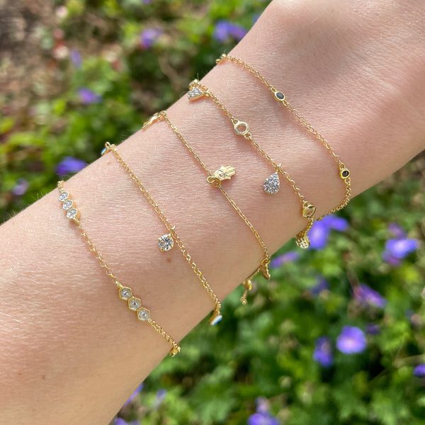 Bubble Trio with Sapphire Bracelet 18k Yellow Gold