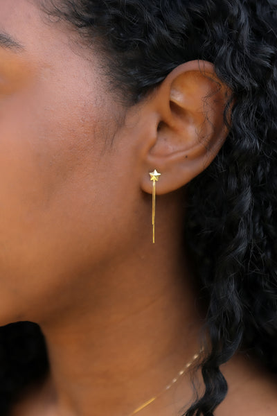 Star Drop Chain Earrings Gold