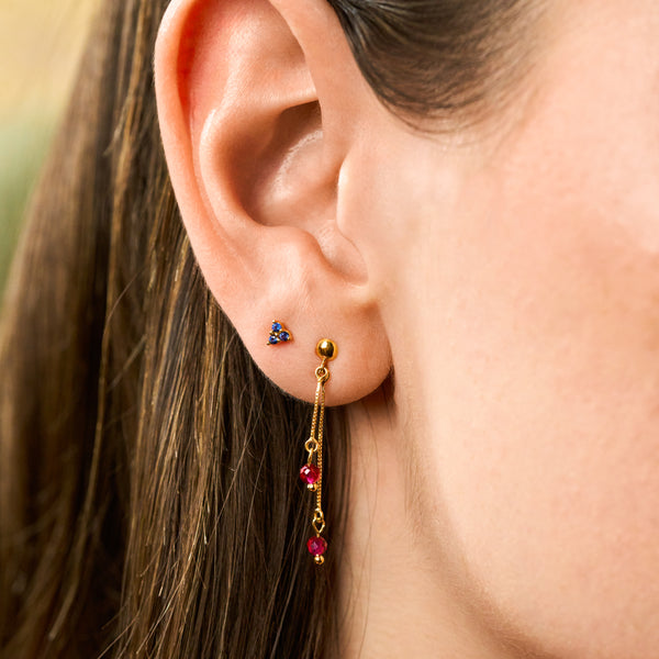 Trio Blue Sapphire Stud Gold