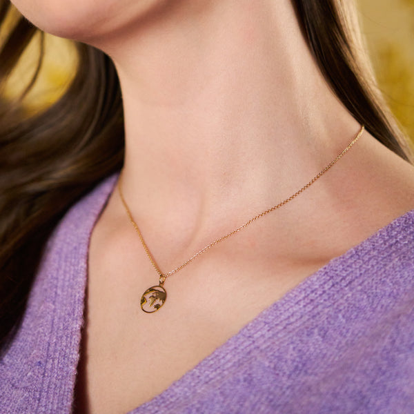 World Map Pendant Gold