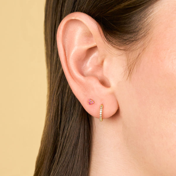 Mini Huggie with Pavé White Topaz Gold