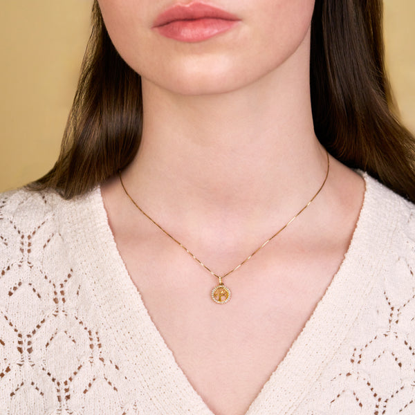 Tree of Life Pavé Pendant with White Topaz Gold