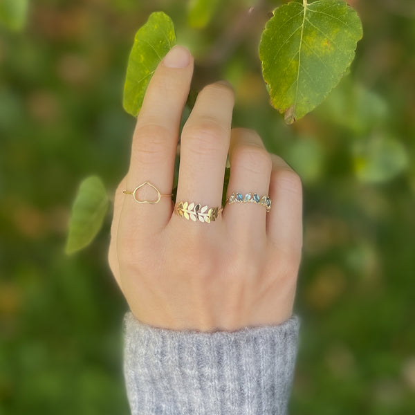 White Topaz, Sky & London Ring 18K Solid Yellow Gold