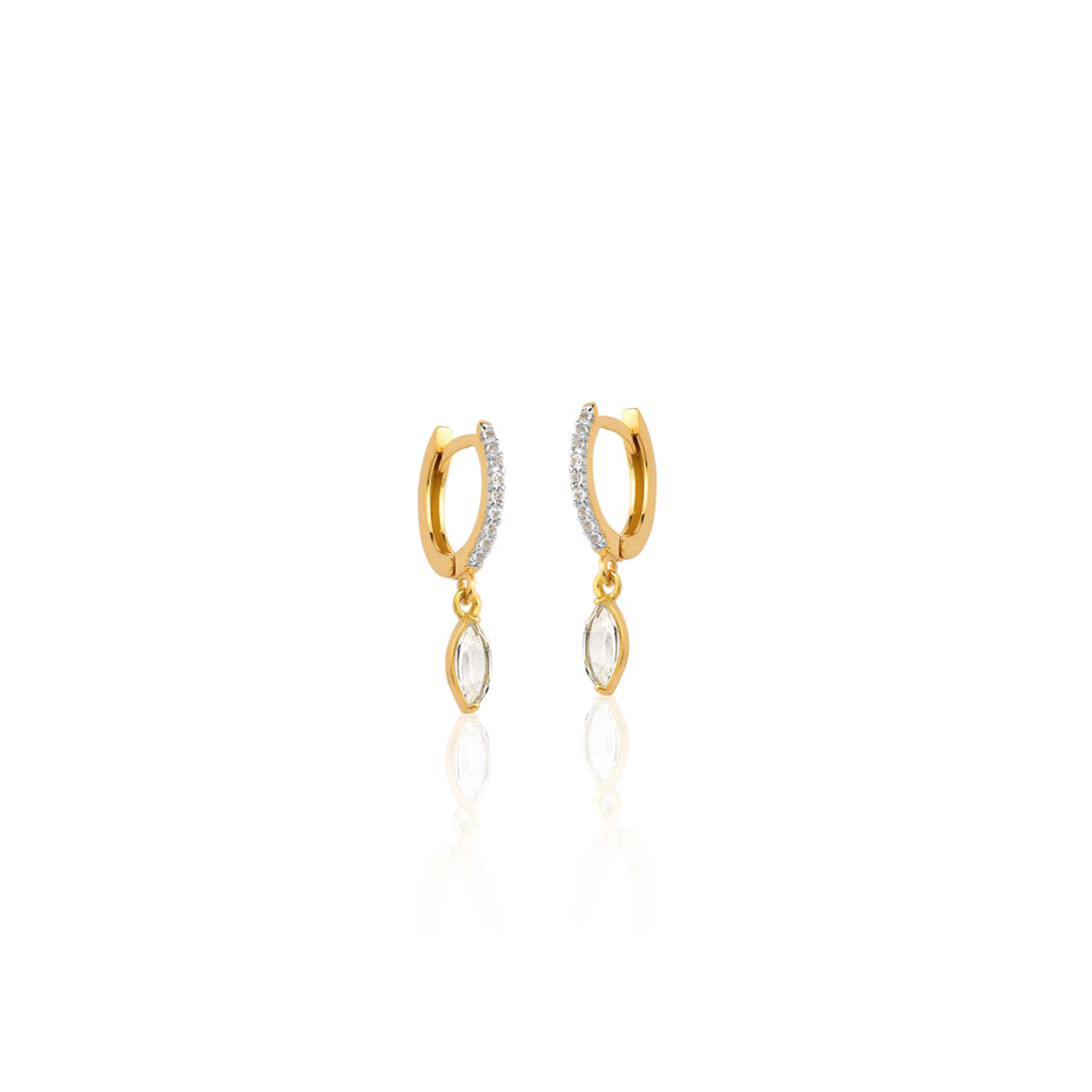 Huggies with Teardrop Pavé White Topaz 18K Gold