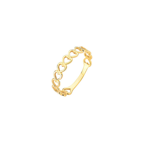 Heart Infinity Ring 18K Solid Yellow Gold