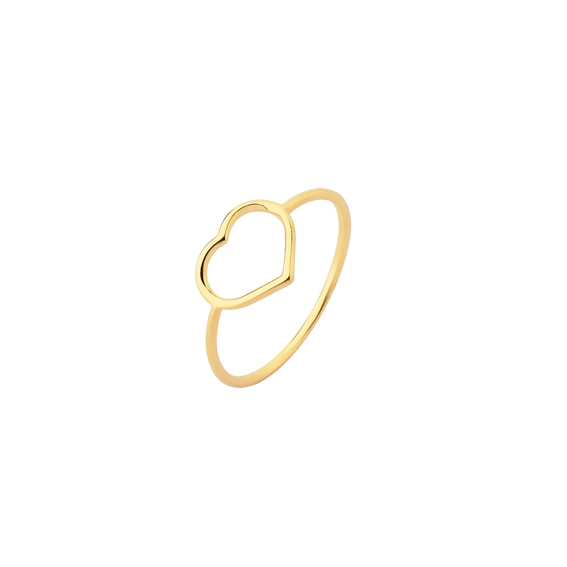 Hollow Heart Ring 18K Solid Yellow Gold