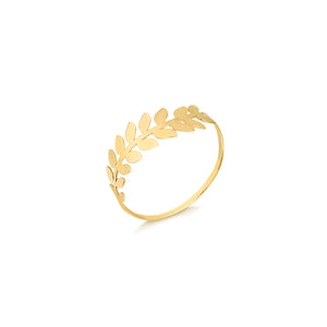 Mini Leaf Ring 18K Solid Yellow Gold