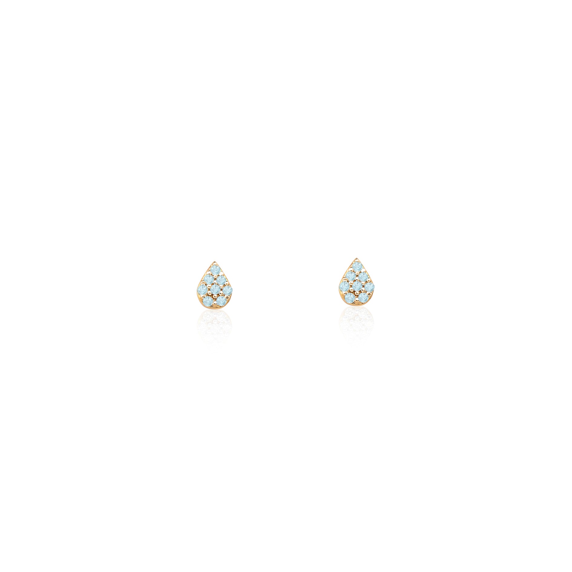 18k Gold Mini Pavé Pear Sky Topaz