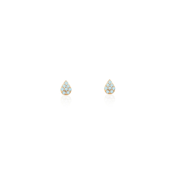 18k Gold Mini Pavé Pear Sky Topaz