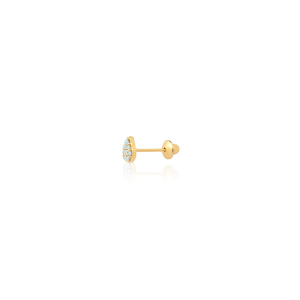 18k Gold Mini Pavé Pear Sky Topaz