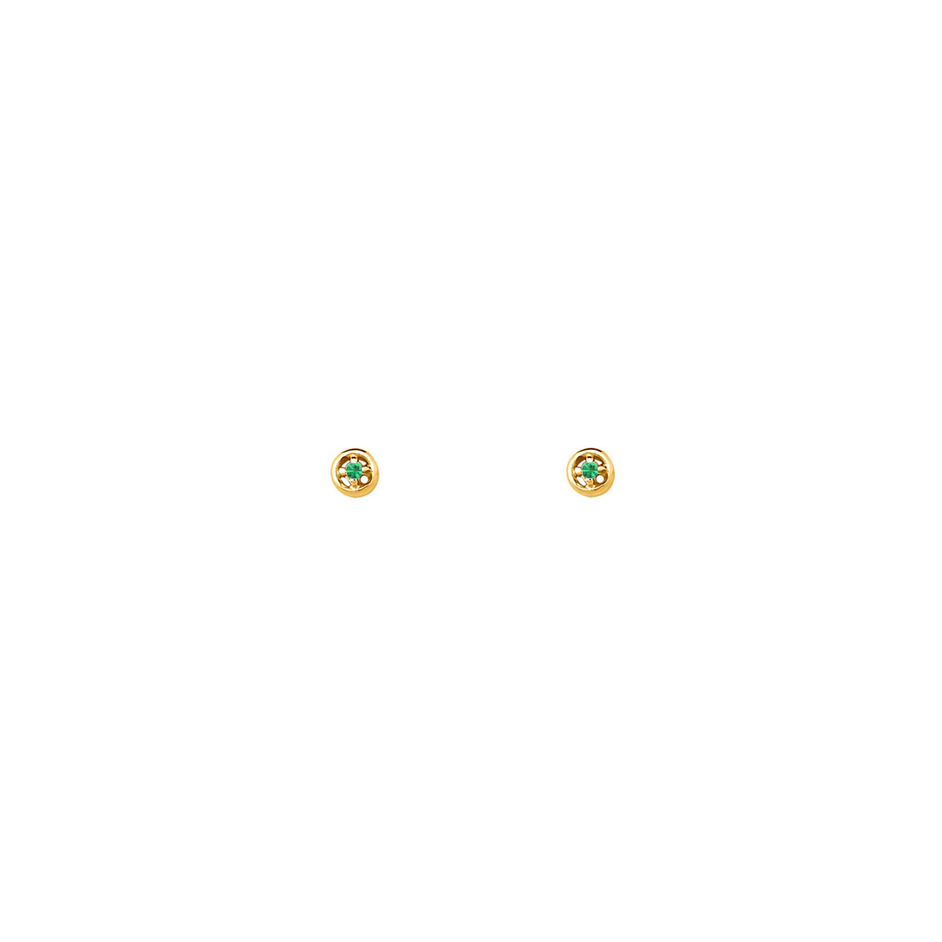 Point Emerald Stud 18K Solid Yellow Gold