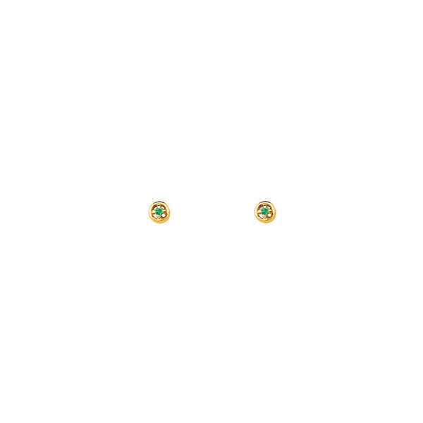 Point Emerald Stud 18K Solid Yellow Gold