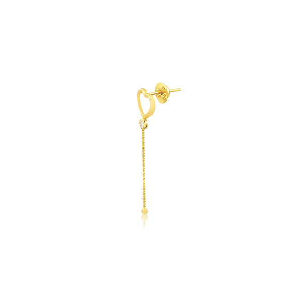 Gold Heart Drop Earring. 18k Solid Gold Heart Earring