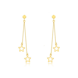 Gold Star Drop Earrings. 18k Gold Star Drop Earrings