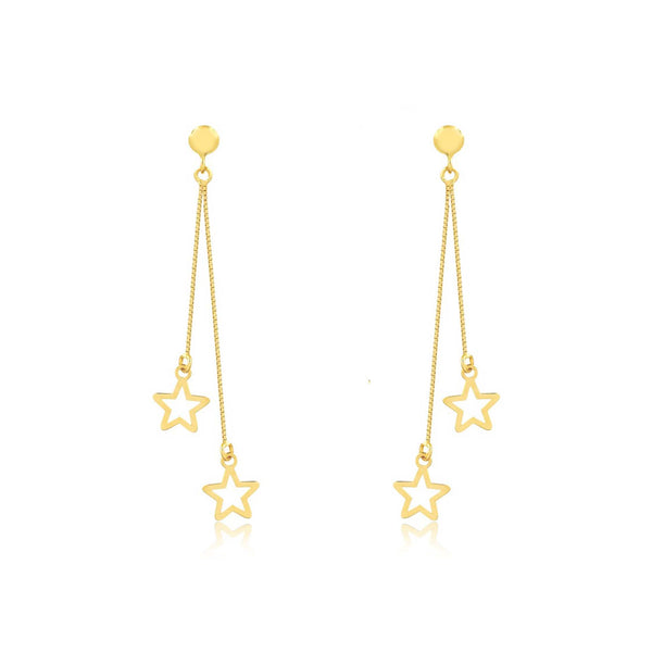 Gold Star Drop Earrings. 18k Gold Star Drop Earrings