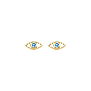 18k Gold Greek Eye Studs with London Topaz