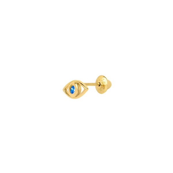 18k Gold Greek Eye Studs with London Topaz