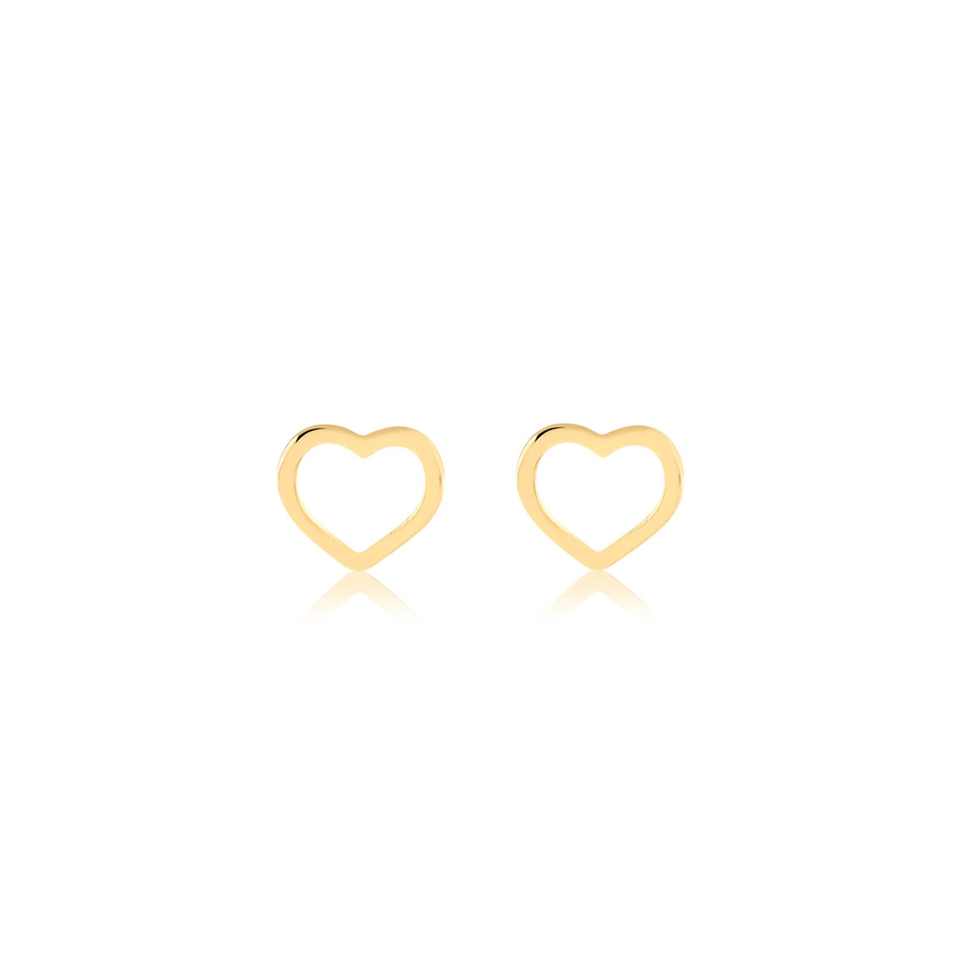 18k Gold Mini Heart 6x6 Hollow Stud