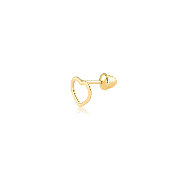 18k Gold Mini Heart 6x6 Hollow Stud