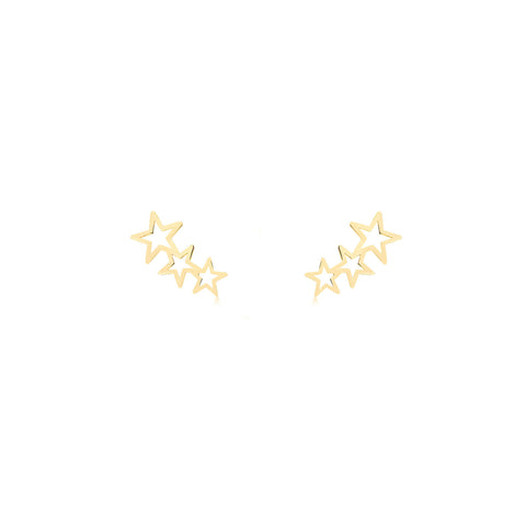 18k Gold Triple Star Stud