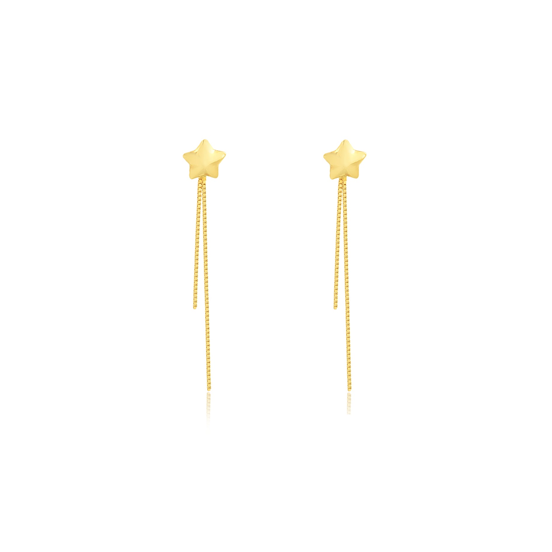 Gold Star Drop Chain Earring