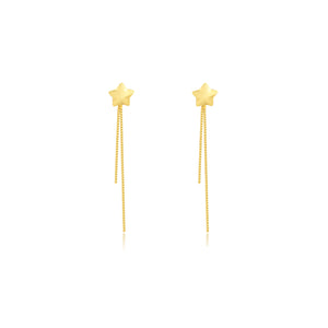 Gold Star Drop Chain Earring