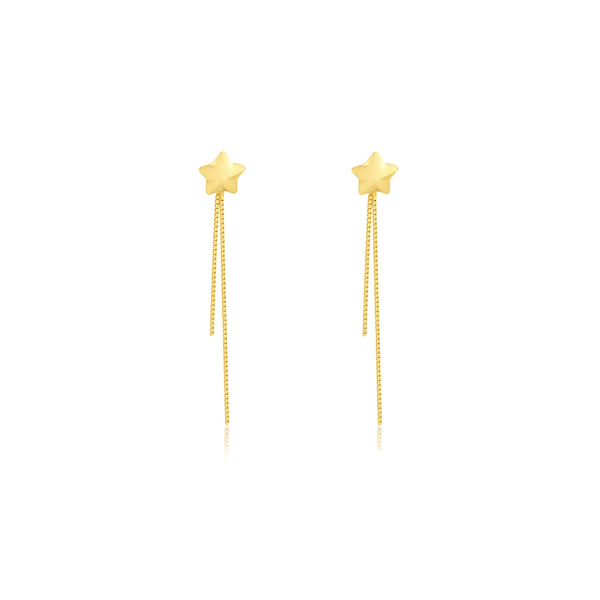 Gold Star Drop Chain Earring