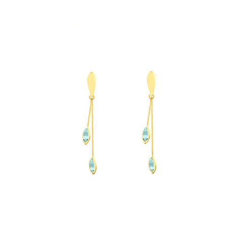 Drop Chain Earrings with Sky Topaz Gold
