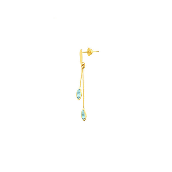 Drop Chain Earrings with Sky Topaz Gold