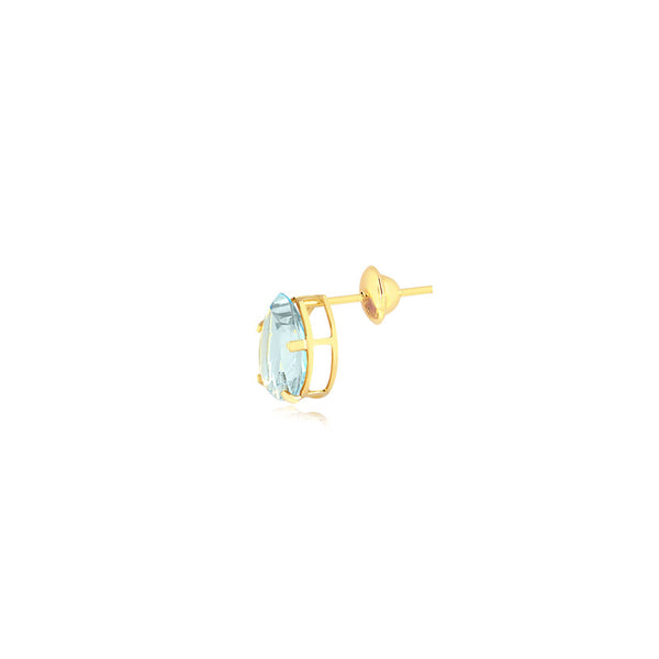 18k Gold Pear Sky Topaz Stud