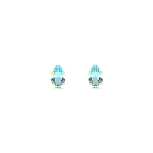 18k Gold Pear Sky Topaz Stud