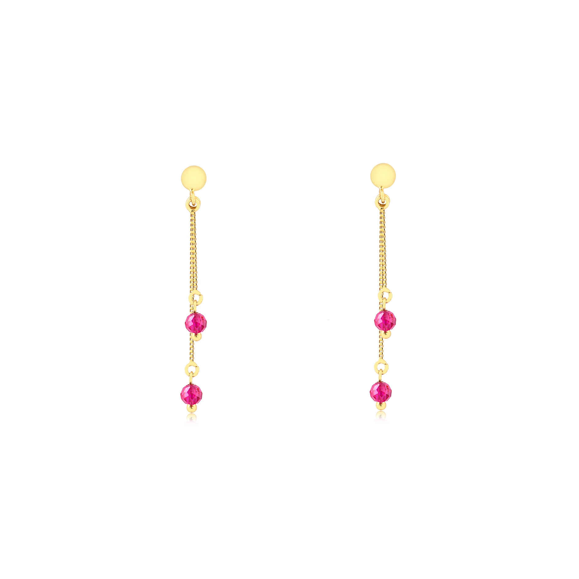 Gold Drop Chain Earrings with Coridon