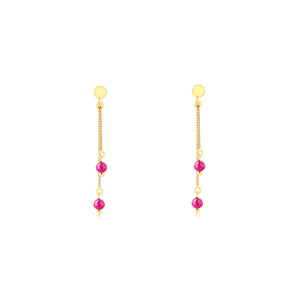 Gold Drop Chain Earrings with Coridon