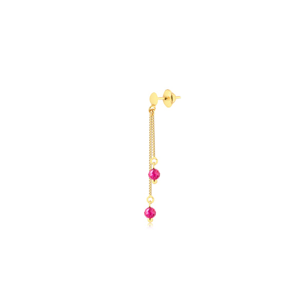 18k Gold Drop Chain Earrings with Coridon