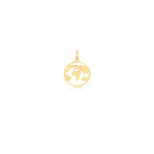 Gold World Map Pendant. 18k Solid Gold World Map Pendant