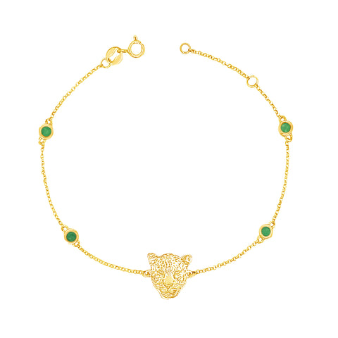 Gold Leopard Bracelet with Jade