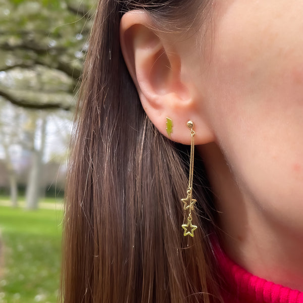 18k Gold Star Drop Earrings